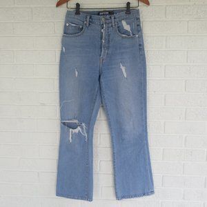 Adaptation Distressed High Rise Kick Flare Jeans